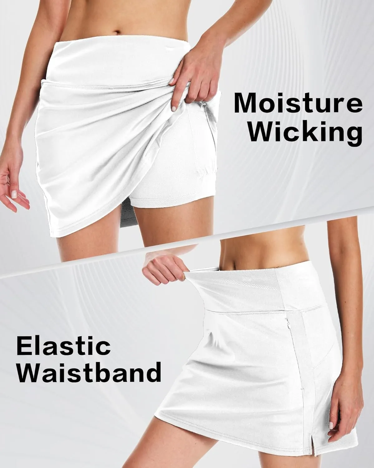 16" Golf Skorts Skirts for Women with Zipper Pockets Women's High Waisted Tennis Skirt Athletic Skort