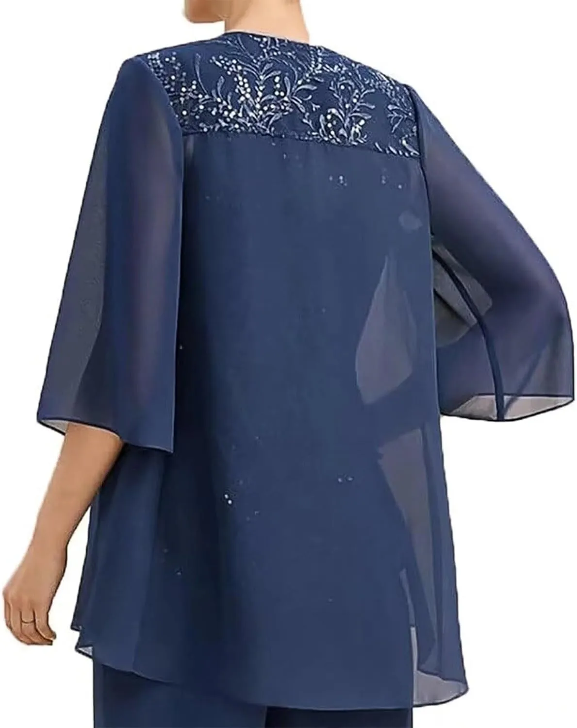 2 Pieces Mother of The Bride Dresses for Wedding 3/4 Long Sleeves Chiffon Formal Dress for Women 2025