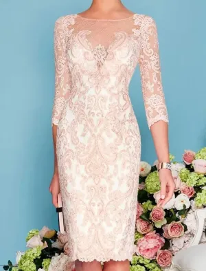 2 Pieces Mother of The Bride Dresses for Wedding with Jackets Long Sleeves Chiffon Lace Formal Outfits