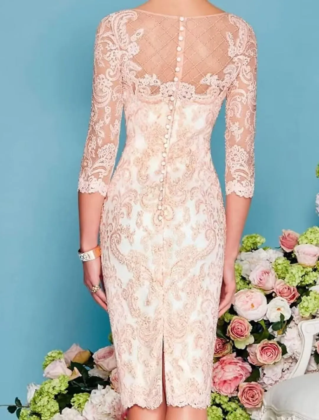 2 Pieces Mother of The Bride Dresses for Wedding with Jackets Long Sleeves Chiffon Lace Formal Outfits