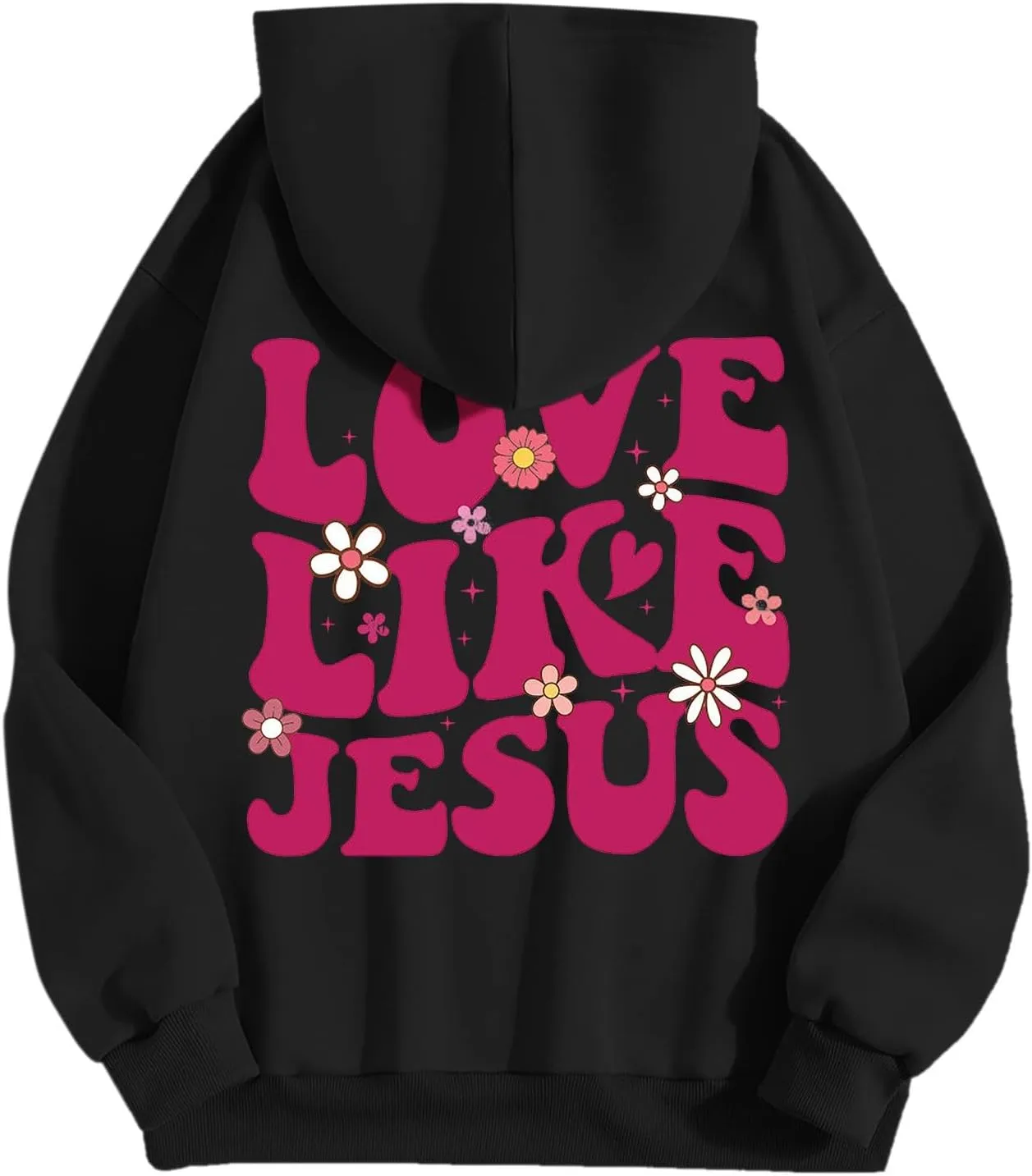 2025 Women Pink Palm Puff Hoodie Cute Teen Girls Graphic Hoodies Pullover Sweatshirts Y2k Preppy Oversized Sweatshirt