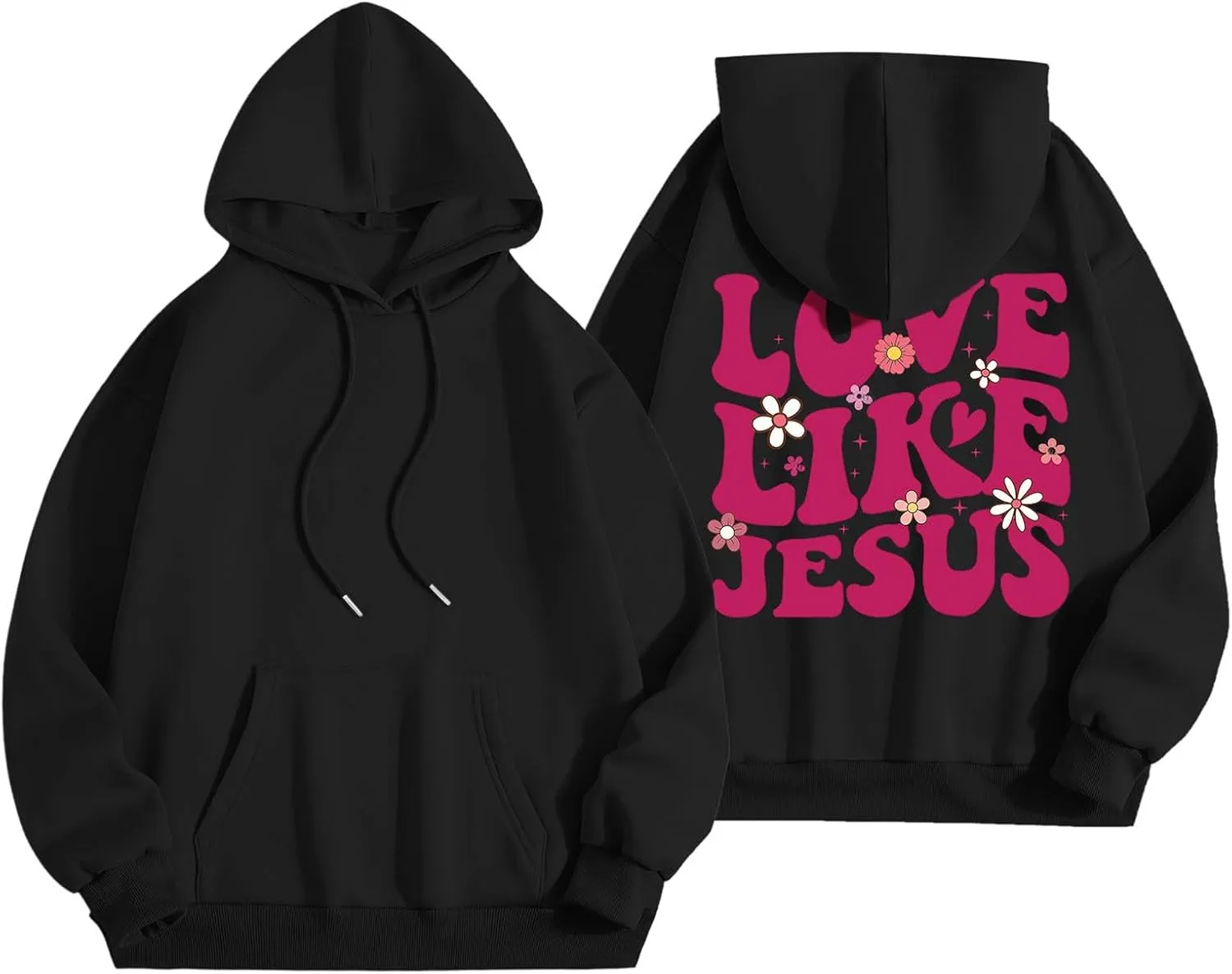 2025 Women Pink Palm Puff Hoodie Cute Teen Girls Graphic Hoodies Pullover Sweatshirts Y2k Preppy Oversized Sweatshirt