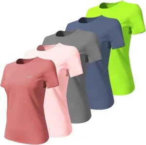 3-5 Pack Workout Shirts Women Running Quick Dry Crew Neck Gym Moisture Wicking T-Shirts Athletic Yoga Tee Top UPF 50 