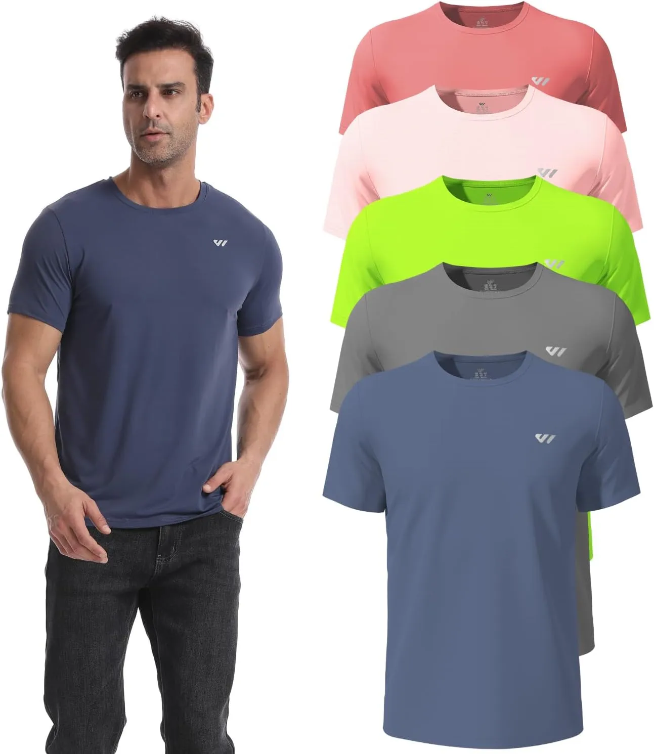 3 or 5 Pack Workout Shirts for Men Quick Dry Running T-Shirt Short Sleeves Moisture Wicking Crew Neck Tee Athletic Casual Top