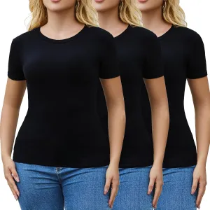 3/5 Pack Crew Neck T Shirts for Women Daily Casual Womens Fitted Tshirt Basic Tops for Women Stretchy Womens Tees