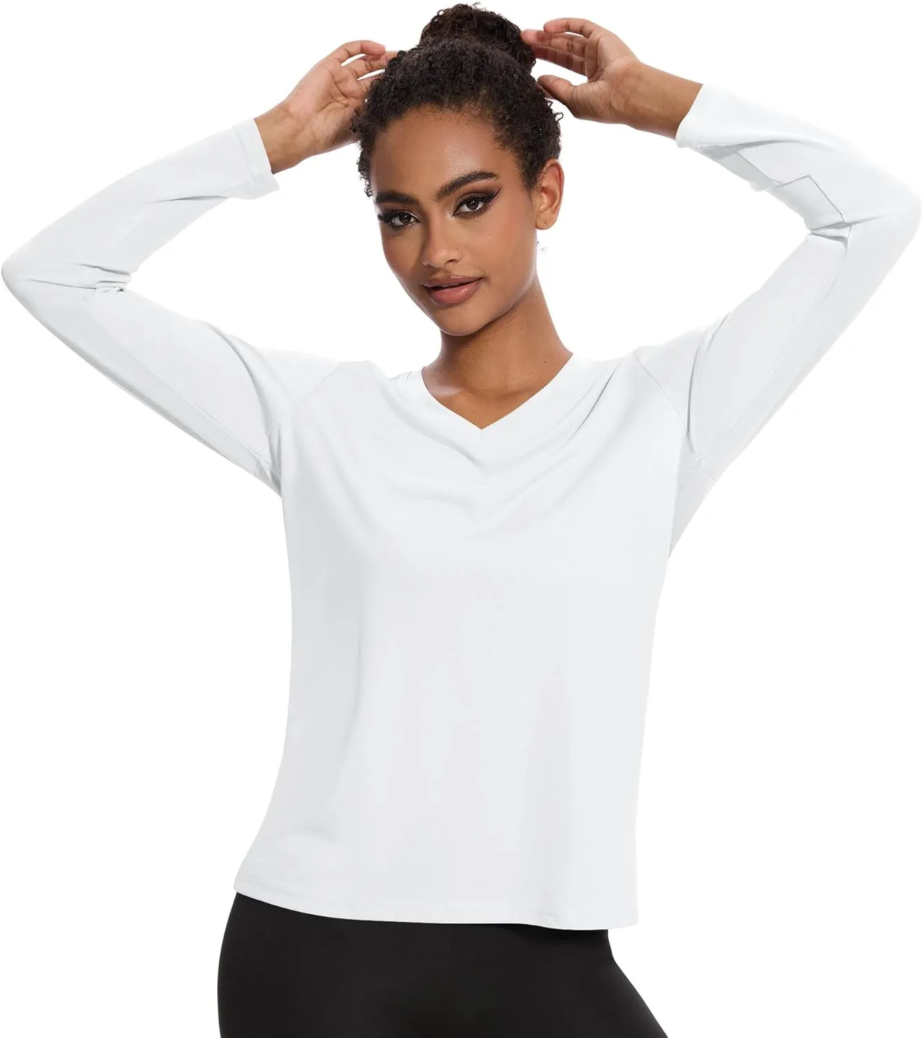 4-7 Pack Long Sleeve Shirts for Women,Moisture Wicking Shirts Long Sleeve Workout Tops for Women V Neck Hiking T-Shirts