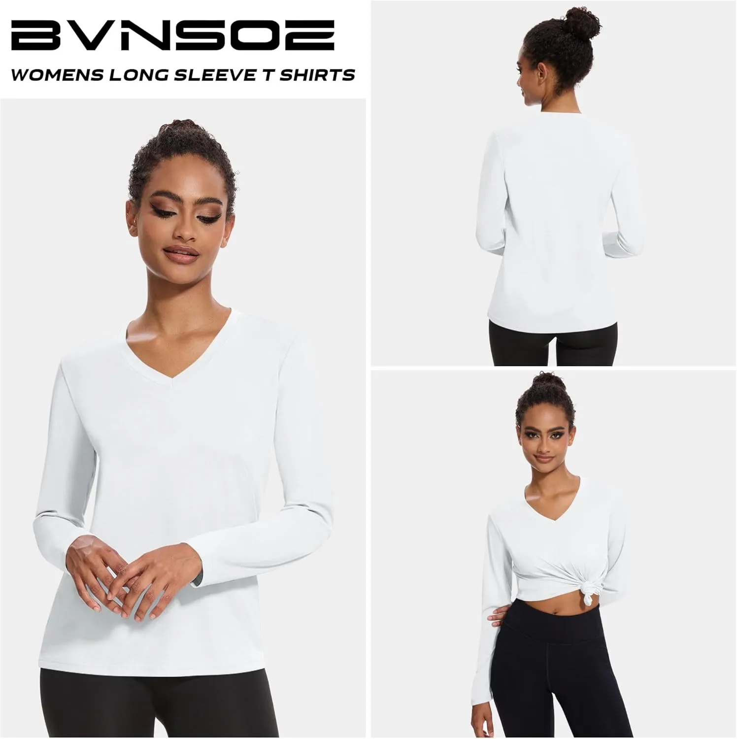4-7 Pack Long Sleeve Shirts for Women,Moisture Wicking Shirts Long Sleeve Workout Tops for Women V Neck Hiking T-Shirts