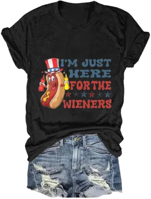 4th of July Shirts for Women 2025 Cute Hot Dog Graphic Short Sleeve Tee Casual American Flag Patriotic Plus Size Tops