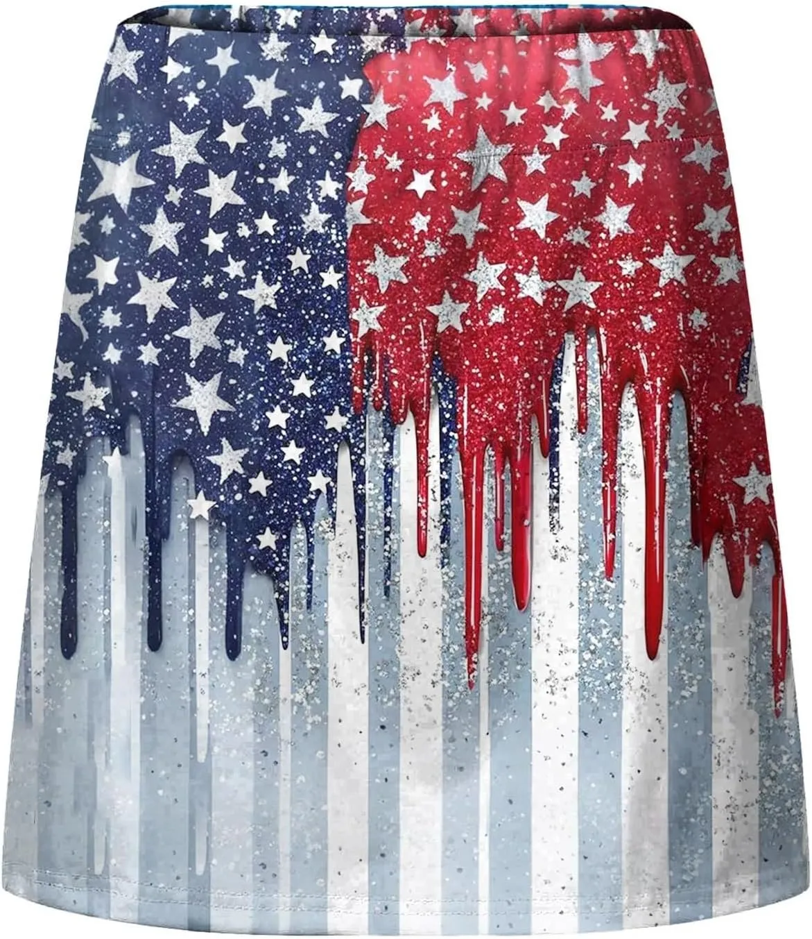 4th of July Skorts for Women Athletic Breathable 2 in 1 Tennis Skirt Shorts Workout High Waisted Stretch Flowy Shorts