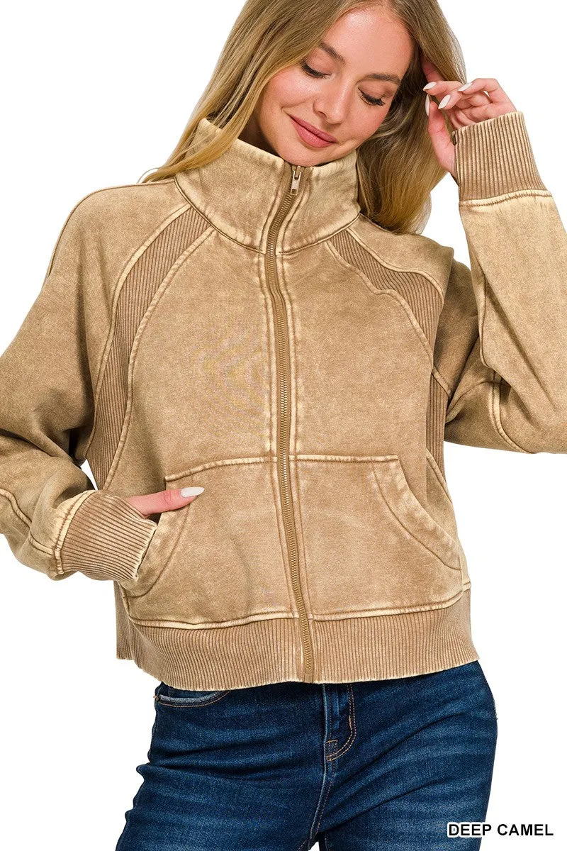 Acid Wash Zip Up