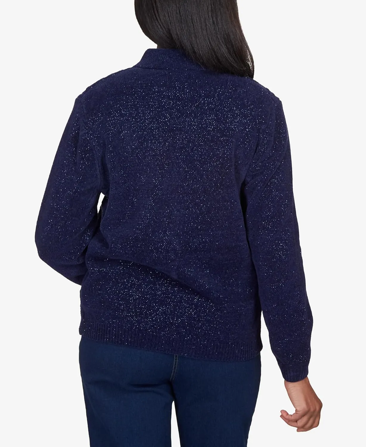 Alfred Dunner Womens Petites Zipper Cardigan Sweater
