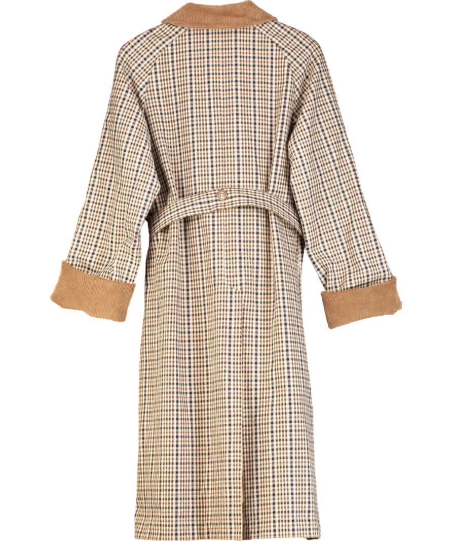 Aligne Beige Barnaby Reversible Check Trench Coat UK S