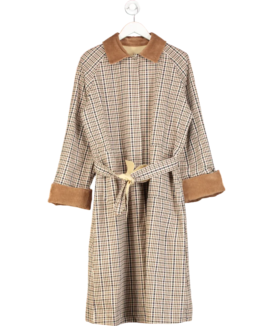 Aligne Beige Barnaby Reversible Check Trench Coat UK S