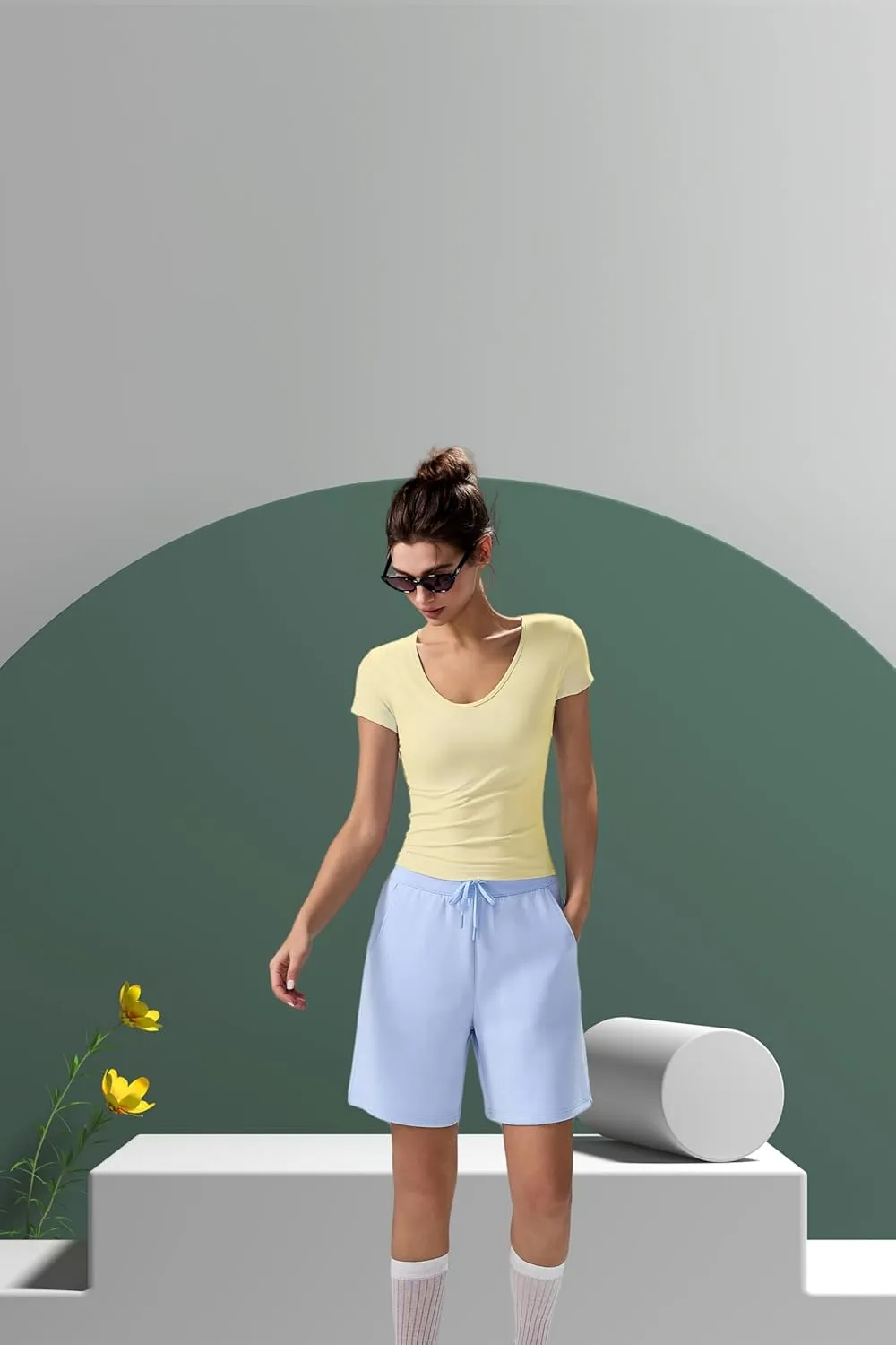 altiland Scoop Neck Workout T Shirt for Woman, Ultra-Soft Quick Dry Athletic Tee Yoga Running Cropped Short Sleeve Tops