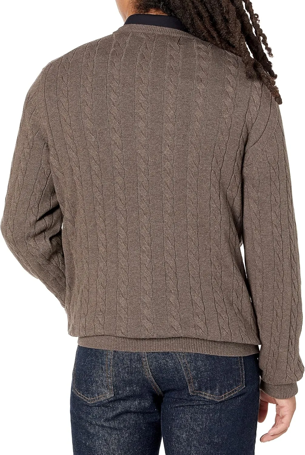 Amazon Essentials Men's Crewneck Cable Cotton Sweater