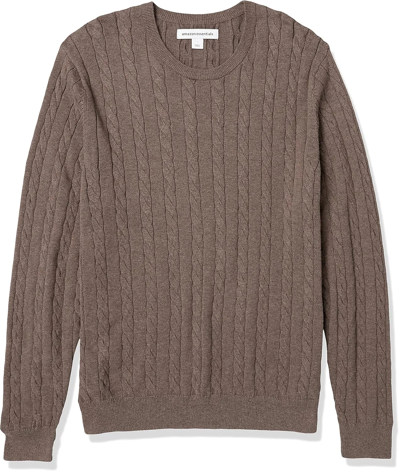 Amazon Essentials Men's Crewneck Cable Cotton Sweater