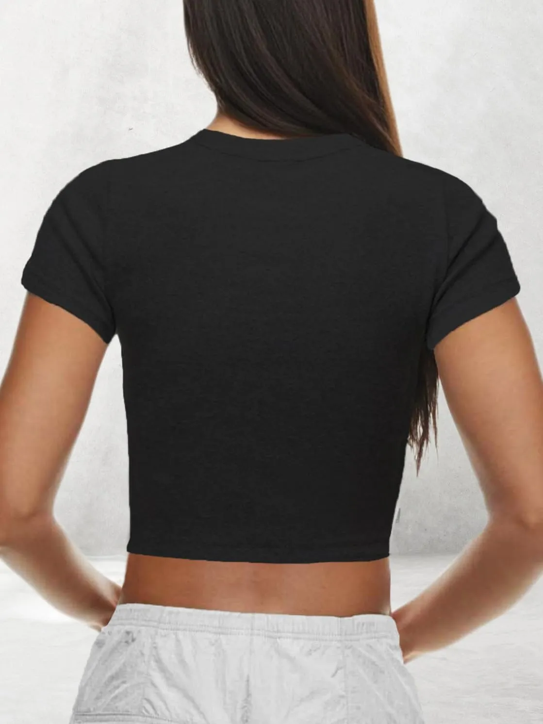 AnotherChill Women's Short Sleeve Crew Neck T-Shirts Ribbed Cotton Crop Top Y2K Summer Going Out Tops Baby Tee Outfits 2024