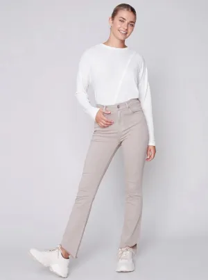 Assymetrical Hem Bootcut Pant [H Amande/H Almond-C5429]