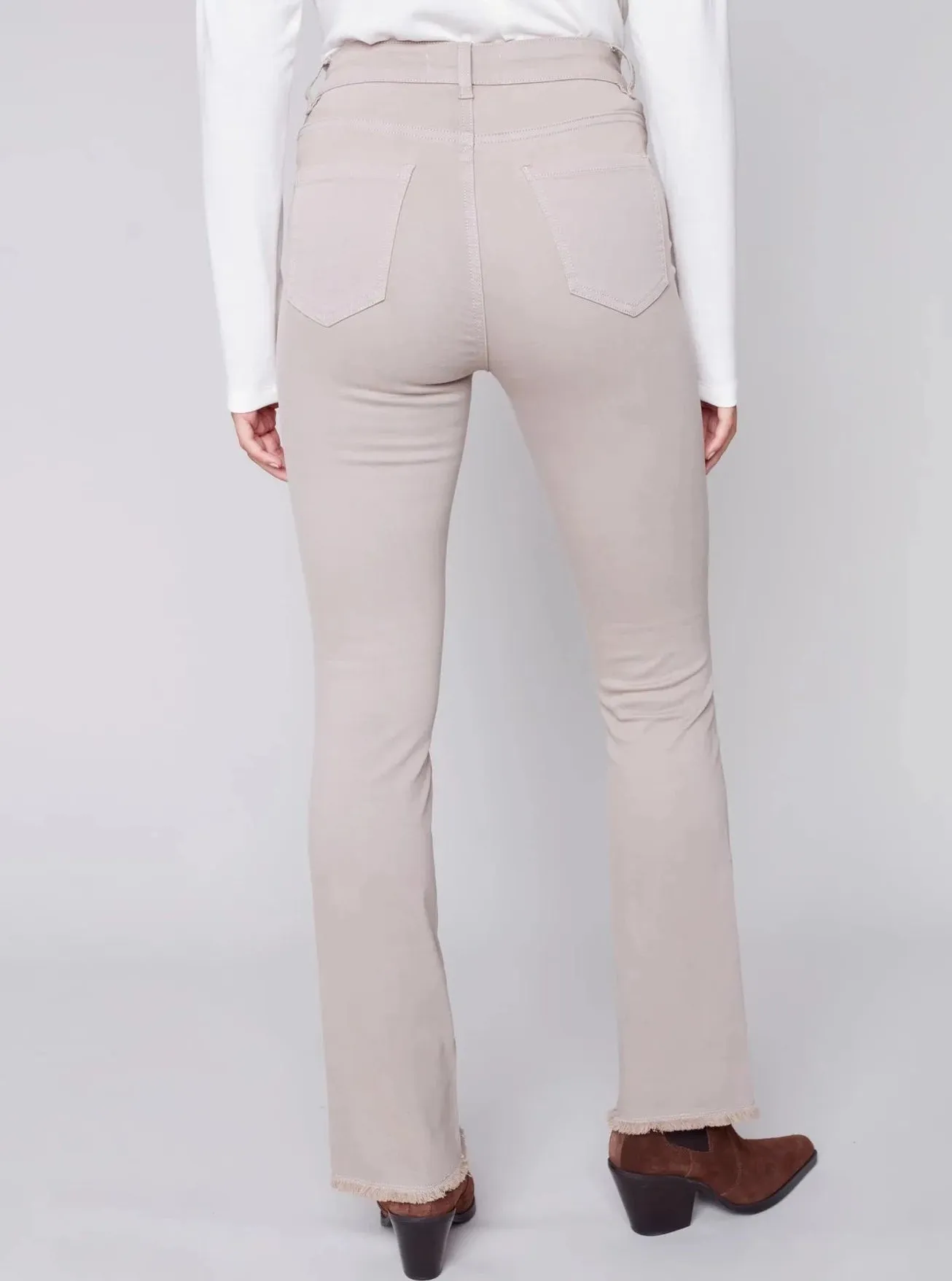 Assymetrical Hem Bootcut Pant [H Amande/H Almond-C5429]