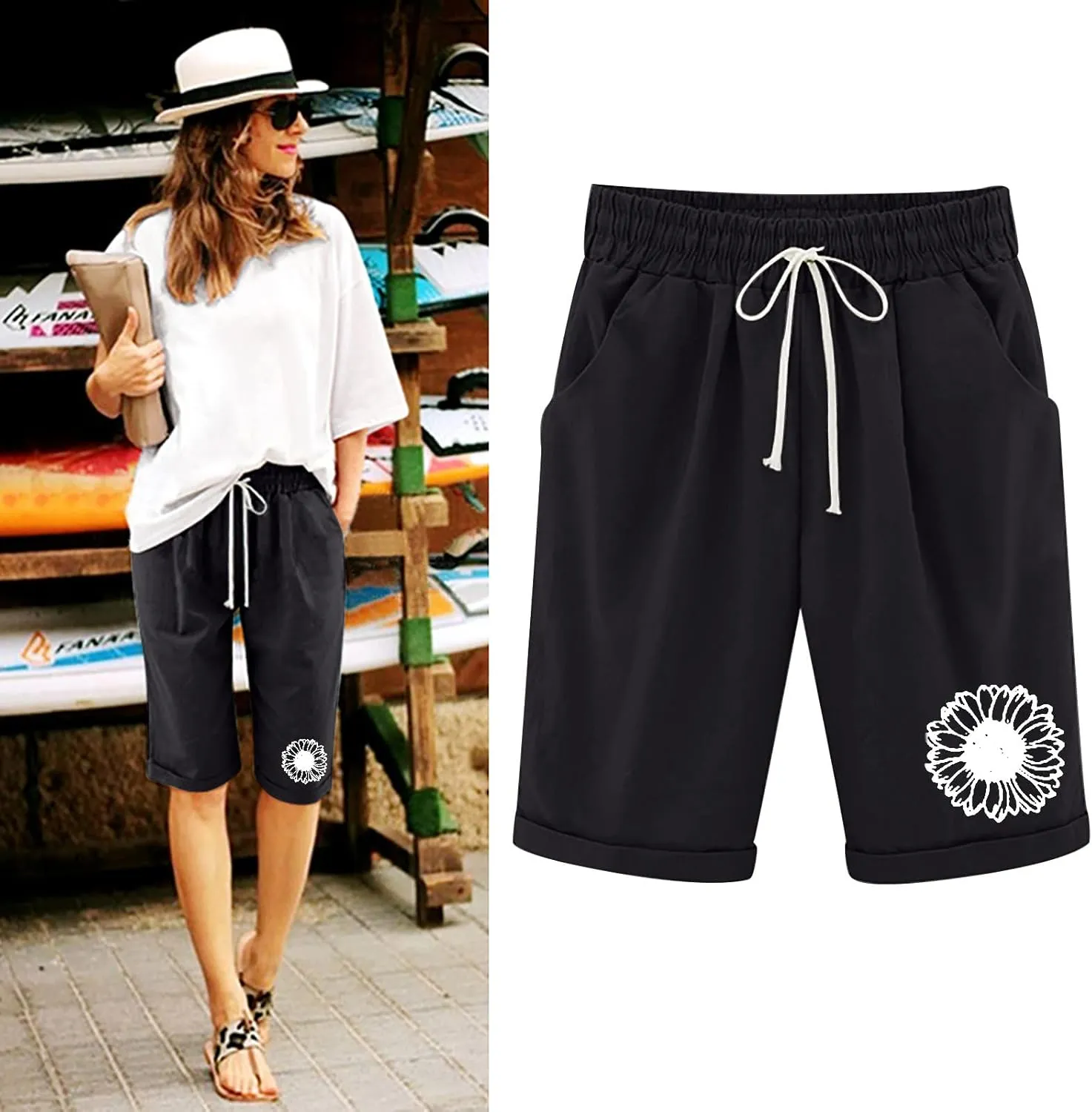 Athletic Shorts for Women Pants Shorts Lacing Beach Workout with Pocket Five Point Lighweight Athletic Shorts for