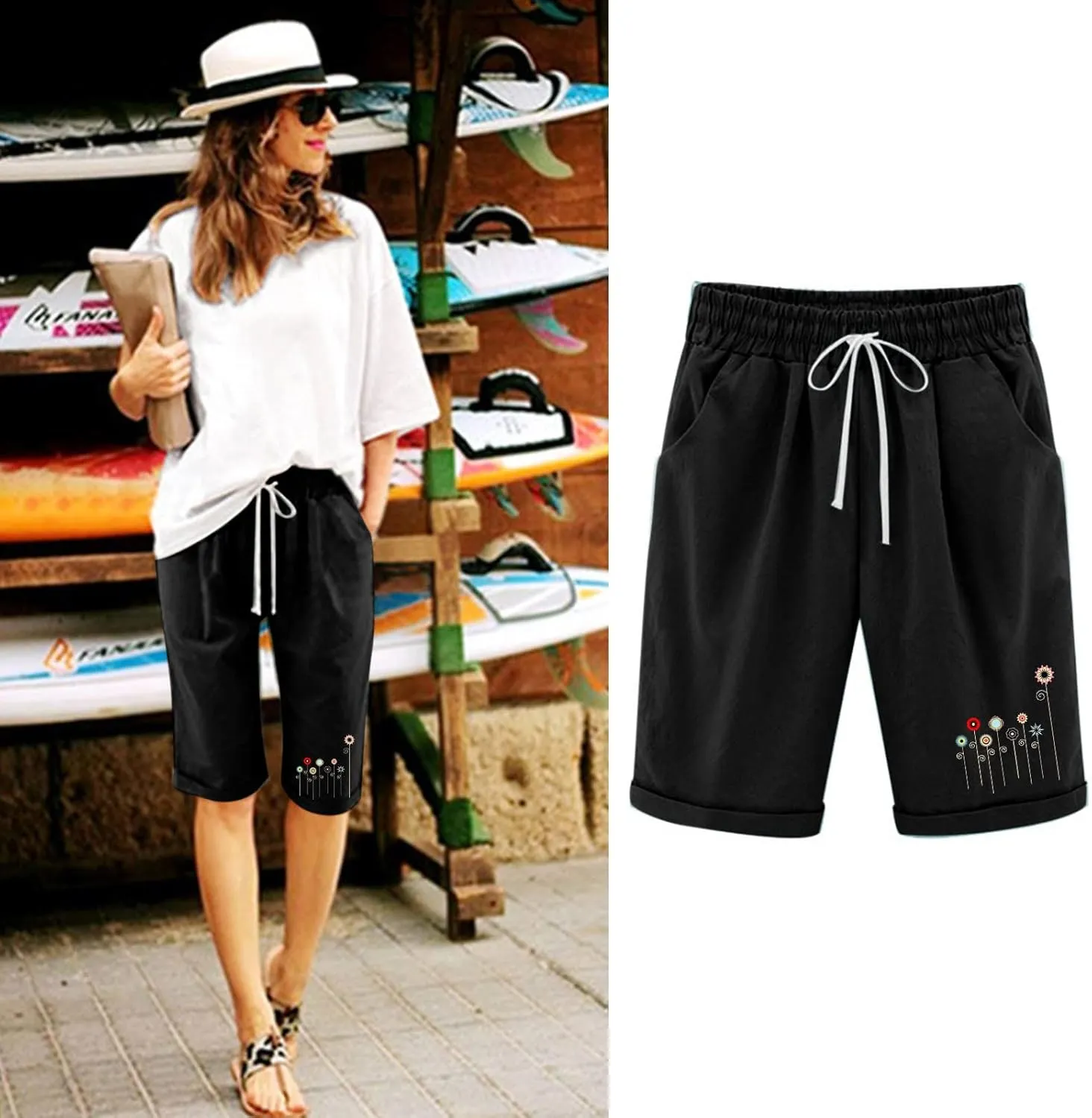 Athletic Shorts for Women Pants Shorts Lacing Beach Workout with Pocket Five Point Lighweight Athletic Shorts for