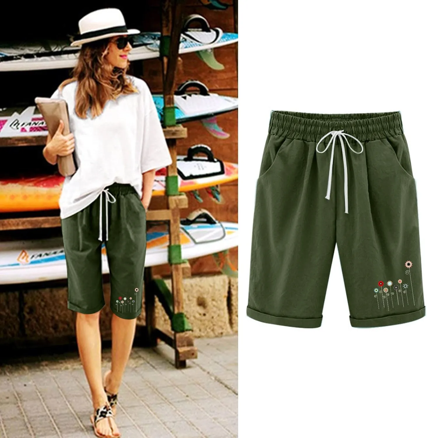 Athletic Shorts for Women Pants Shorts Lacing Beach Workout with Pocket Five Point Lighweight Athletic Shorts for