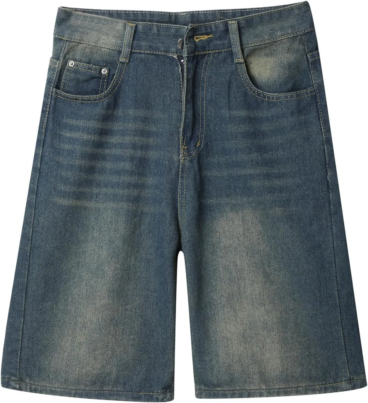 Baggy Jean Shorts for Men Casual Summer Loose Fit Hip Hop Wide Leg Denim Shorts 2025 Trendy Streetwear