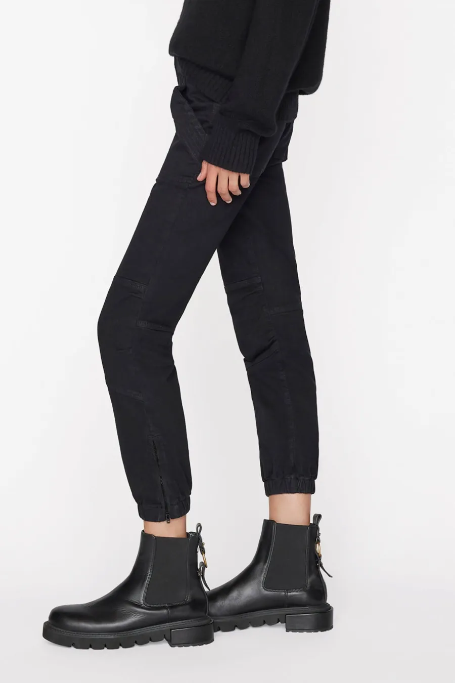 Banded Bottom Trapunto Pant Overdye Black