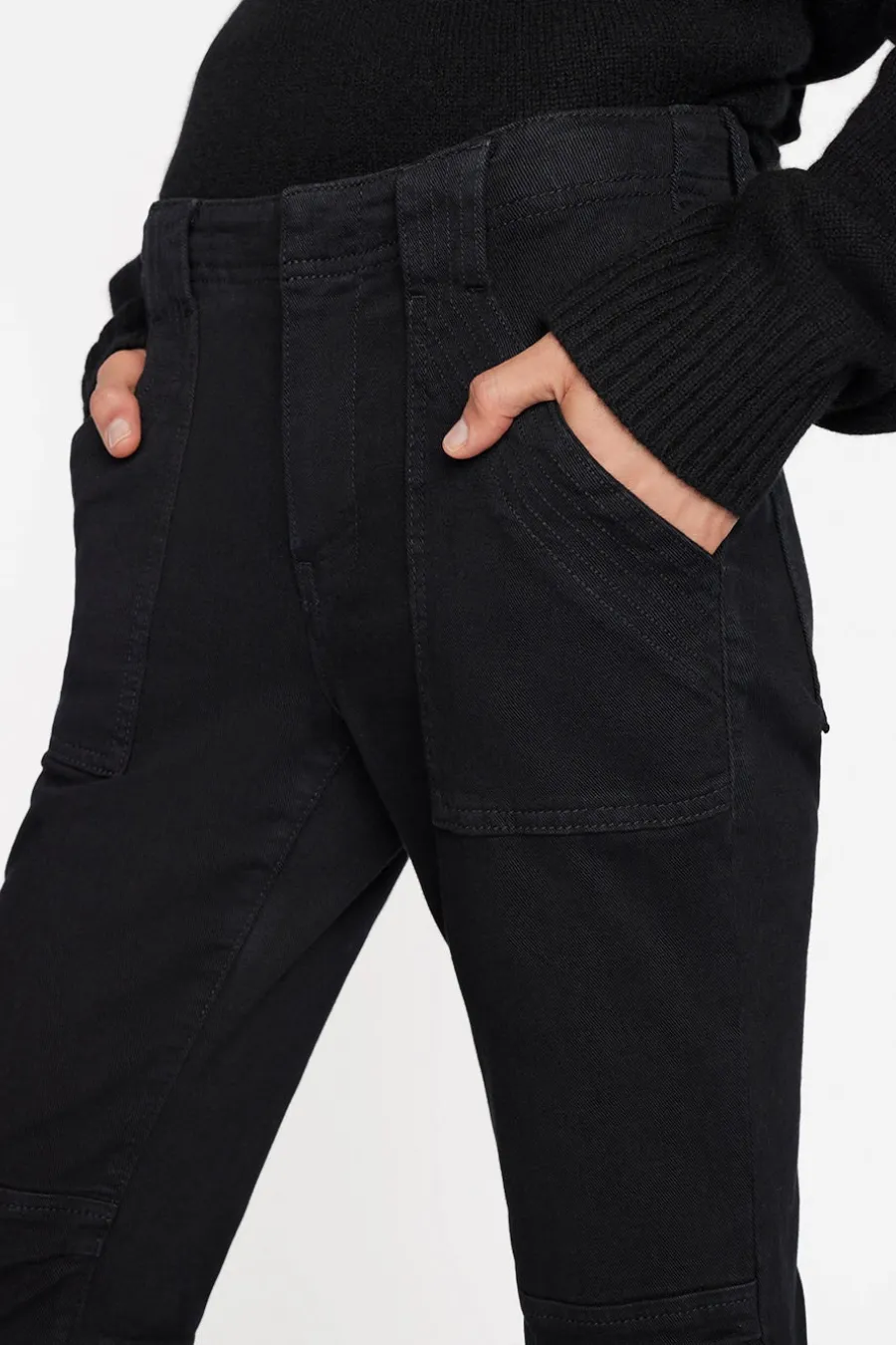Banded Bottom Trapunto Pant Overdye Black