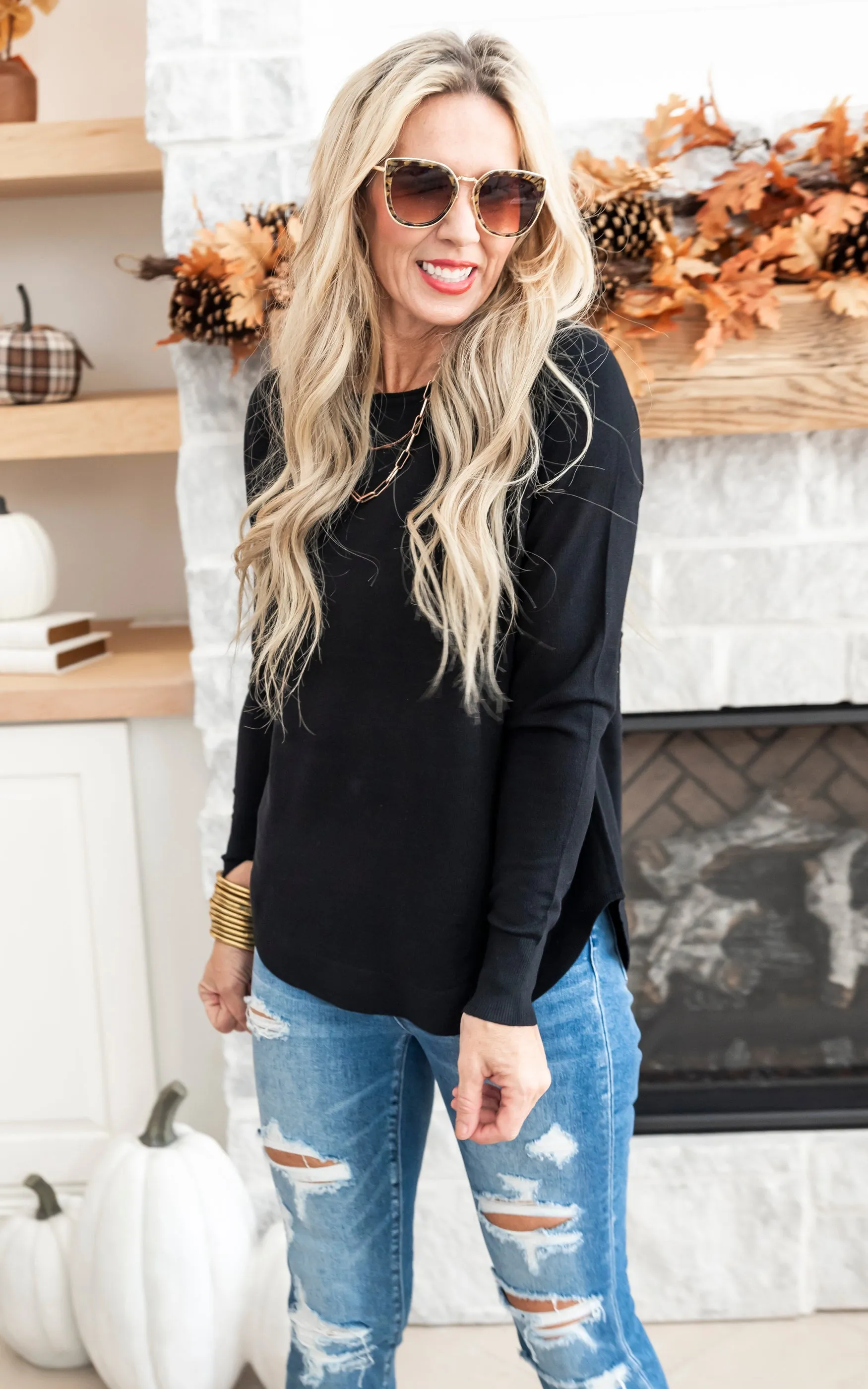 Basic Boat Neck High Low Sweater