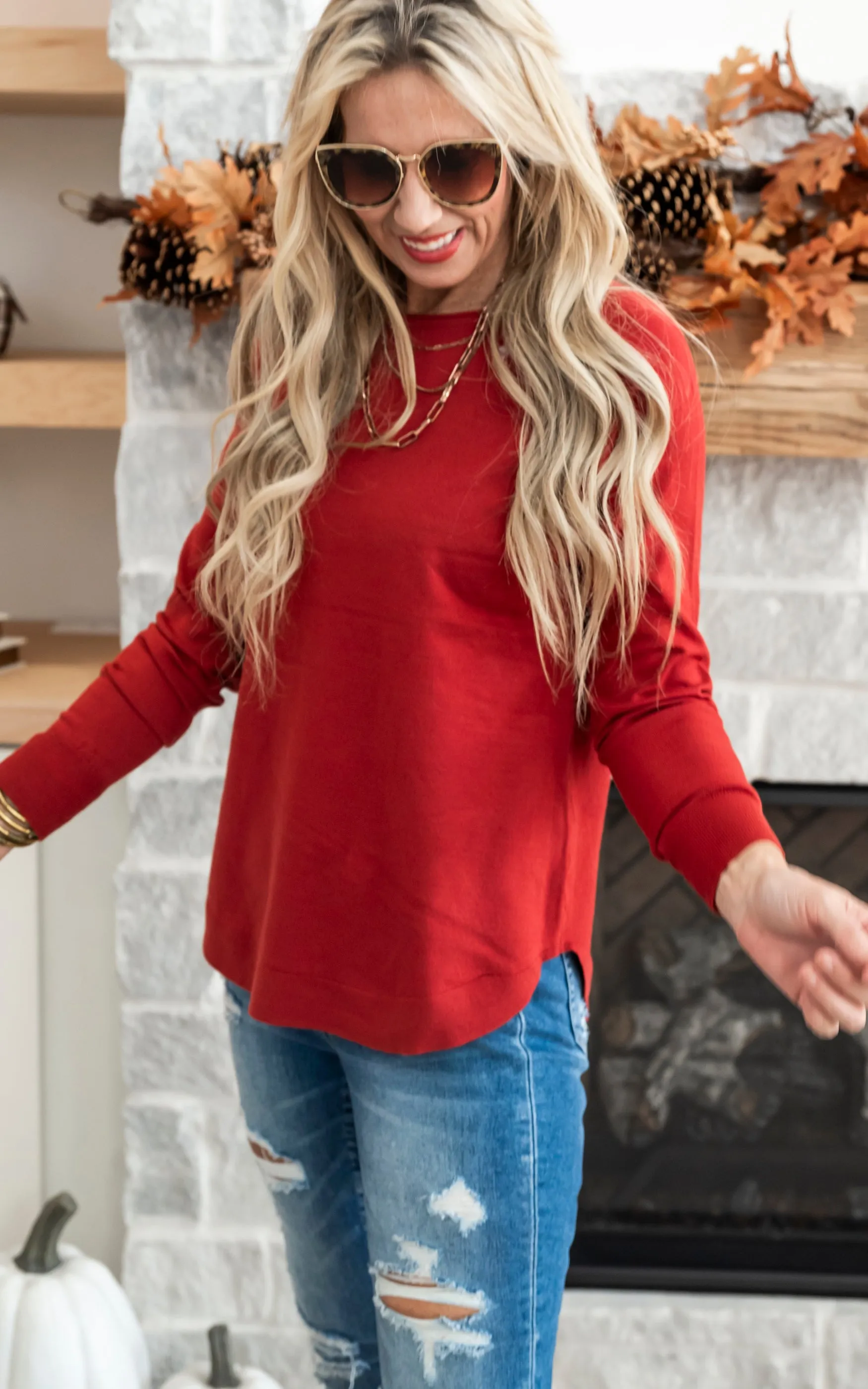 Basic Boat Neck High Low Sweater