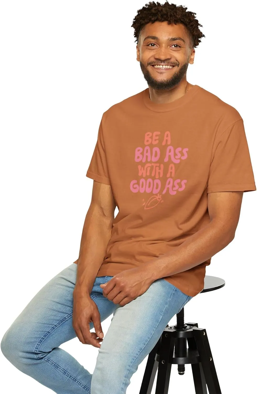 Be A Bad Ass with A Good Ass Unisex Comfort Colors T-Shirt, Funny Peach Retro Y2K Workout Gym Tee 2411-349