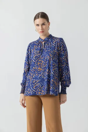 Beacon Blue Printed Blouse