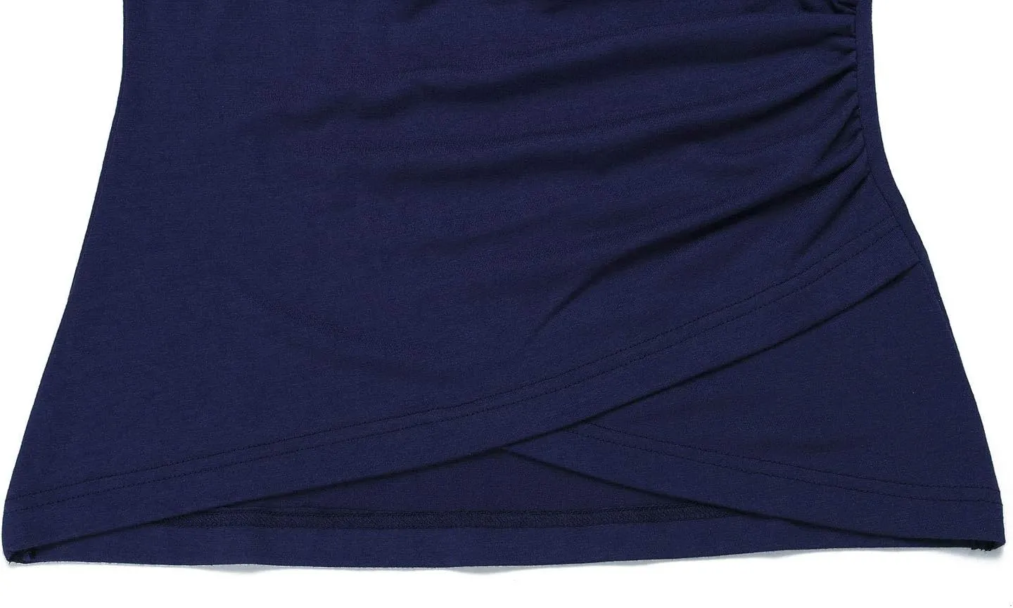 Beauhuty Women's Top Deep V Neck Slim Fitted T-Shirt Front Wrap Ruched Short Sleeve Tee