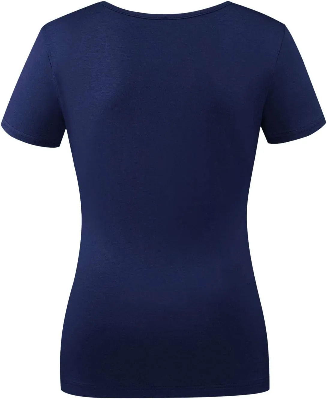 Beauhuty Women's Top Deep V Neck Slim Fitted T-Shirt Front Wrap Ruched Short Sleeve Tee
