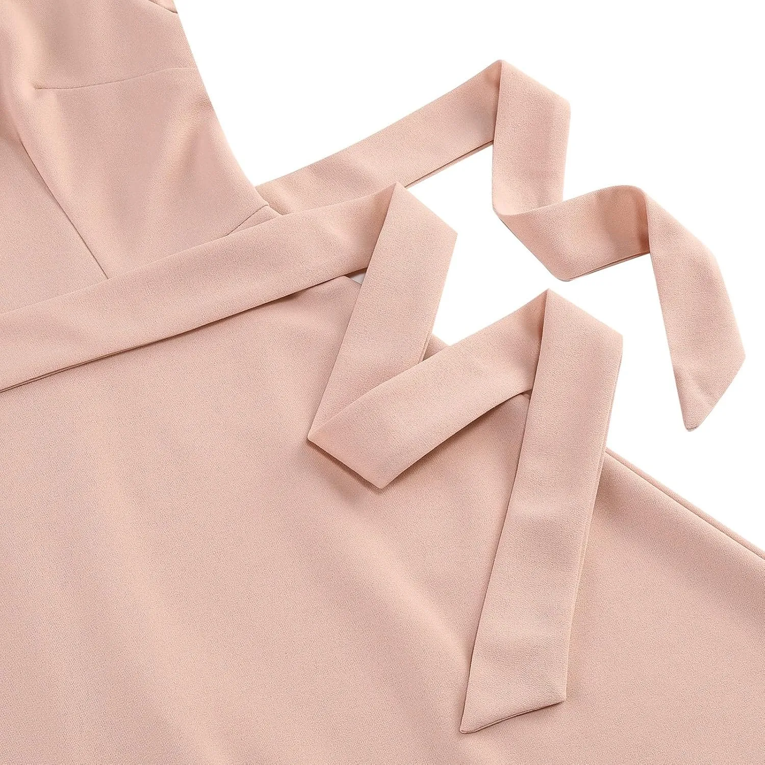 Binmer Women's V Neck Dresses Vintage 1950s Cocktail Party Dress 3/4 Ruffle Sleeves A Line Swing Midi Dress with Waist Belt
