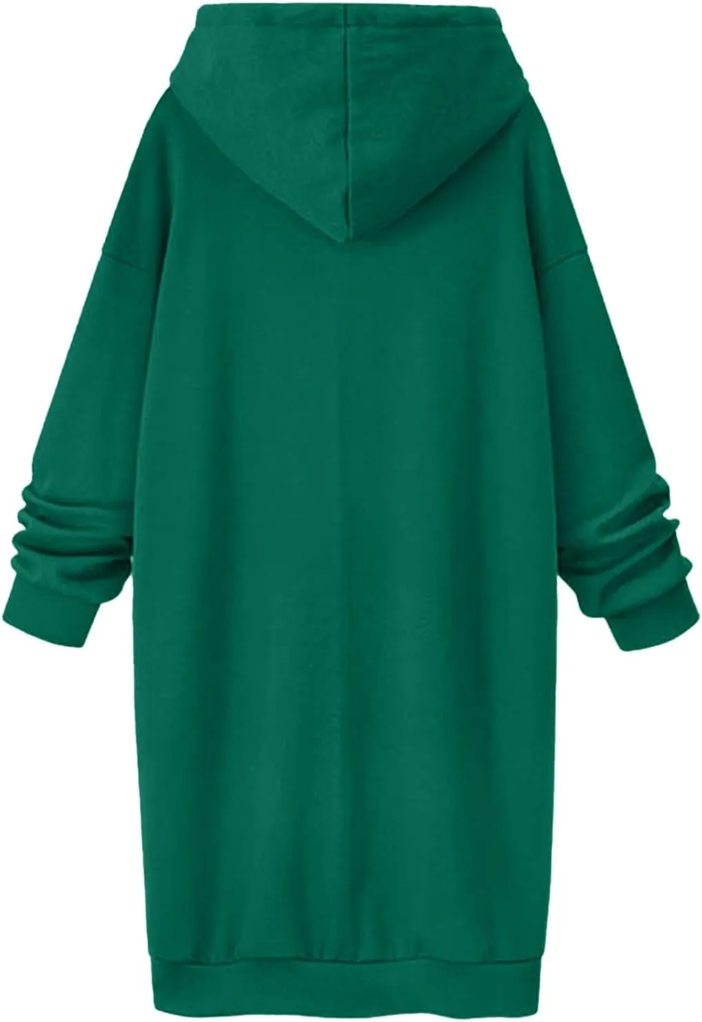 Black Hoodie Dress Women Longline Pullover Sweatshirt Drawstring Long Sleeve Relax Warm Daily Streetwear