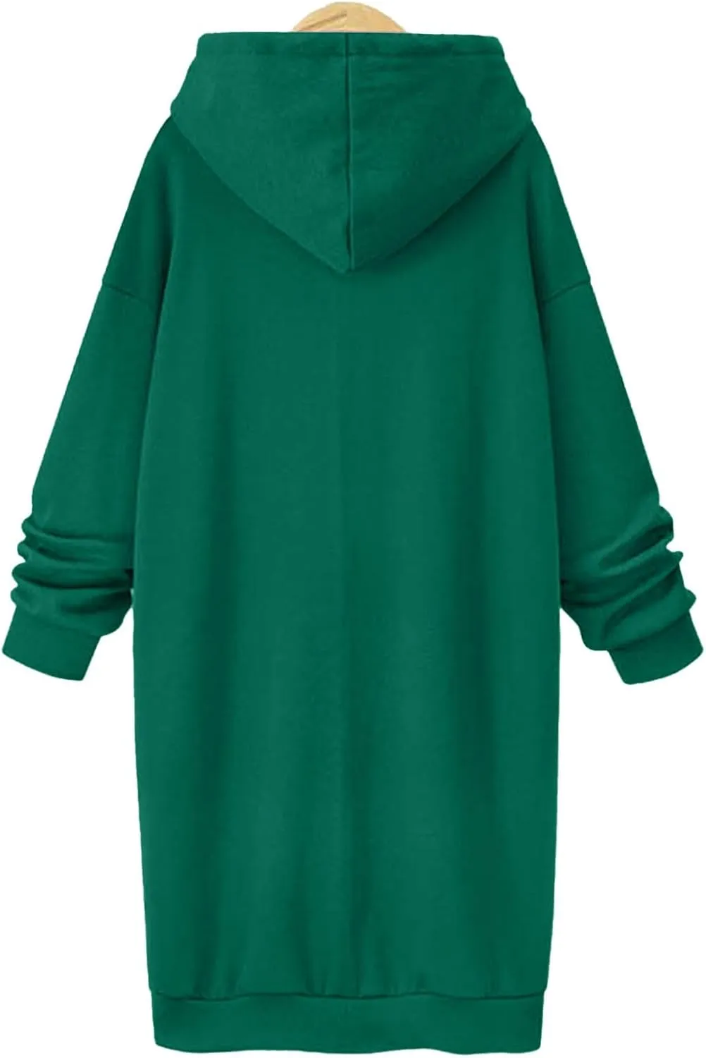 Black Hoodie Dress Women Longline Pullover Sweatshirt Drawstring Long Sleeve Relax Warm Daily Streetwear