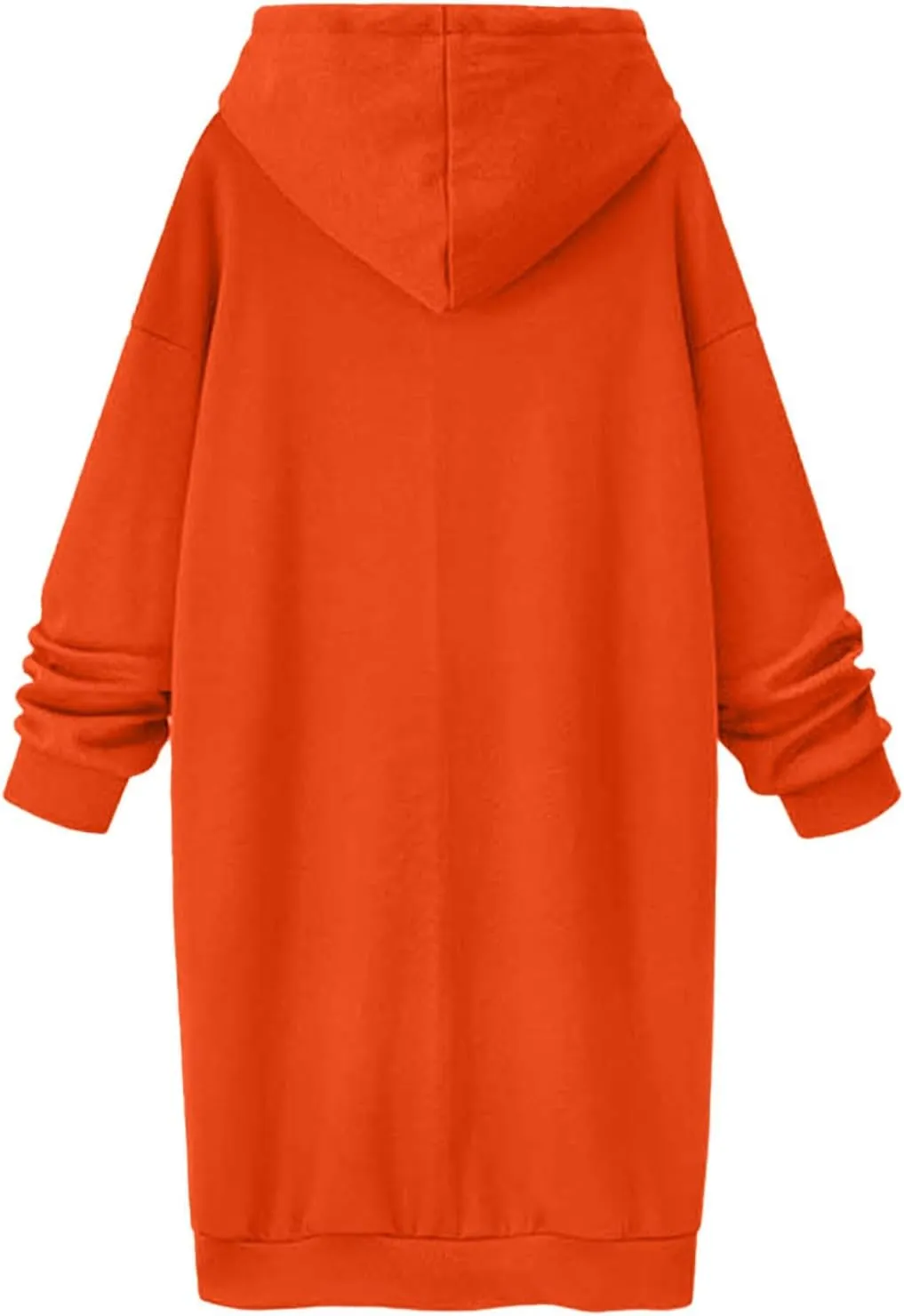 Black Hoodie Dress Women Longline Pullover Sweatshirt Drawstring Long Sleeve Relax Warm Daily Streetwear