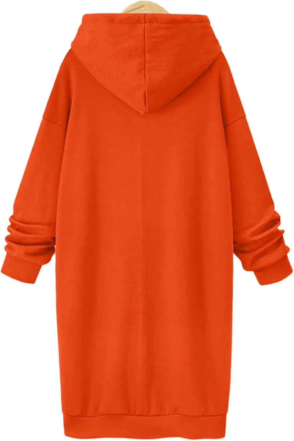 Black Hoodie Dress Women Longline Pullover Sweatshirt Drawstring Long Sleeve Relax Warm Daily Streetwear