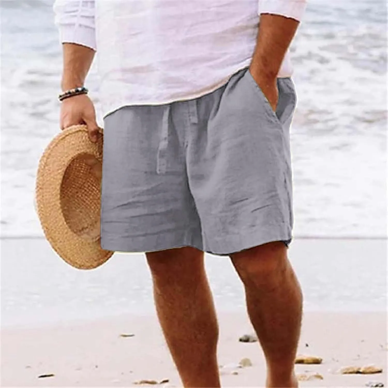 Black Shorts Men Cotton Men's Solid Summer Fashionable Men's pants Mens White Shorts Mens Stretch Cargo Mens Linen