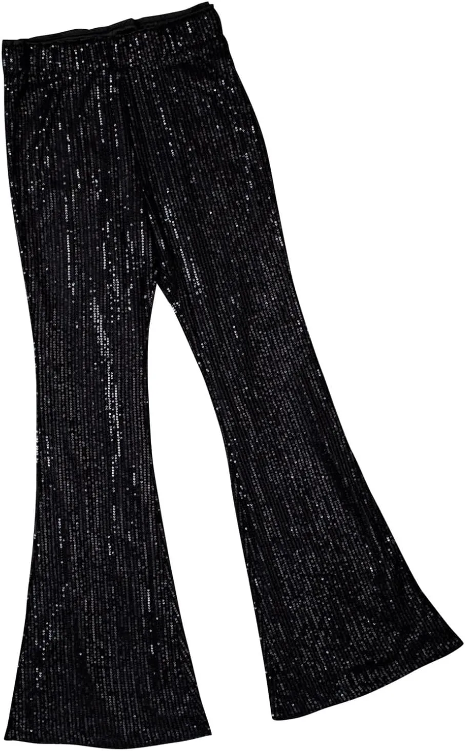 BLENCOT Women's Glitter Sequin Wide Leg Palazzo Pants High Waist Bell Bottoms Party Flared Trousers