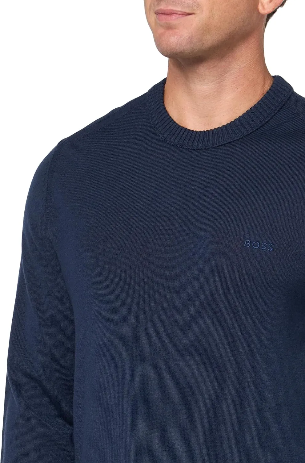 BOSS Men's Small Logo Wool Blend Sweater