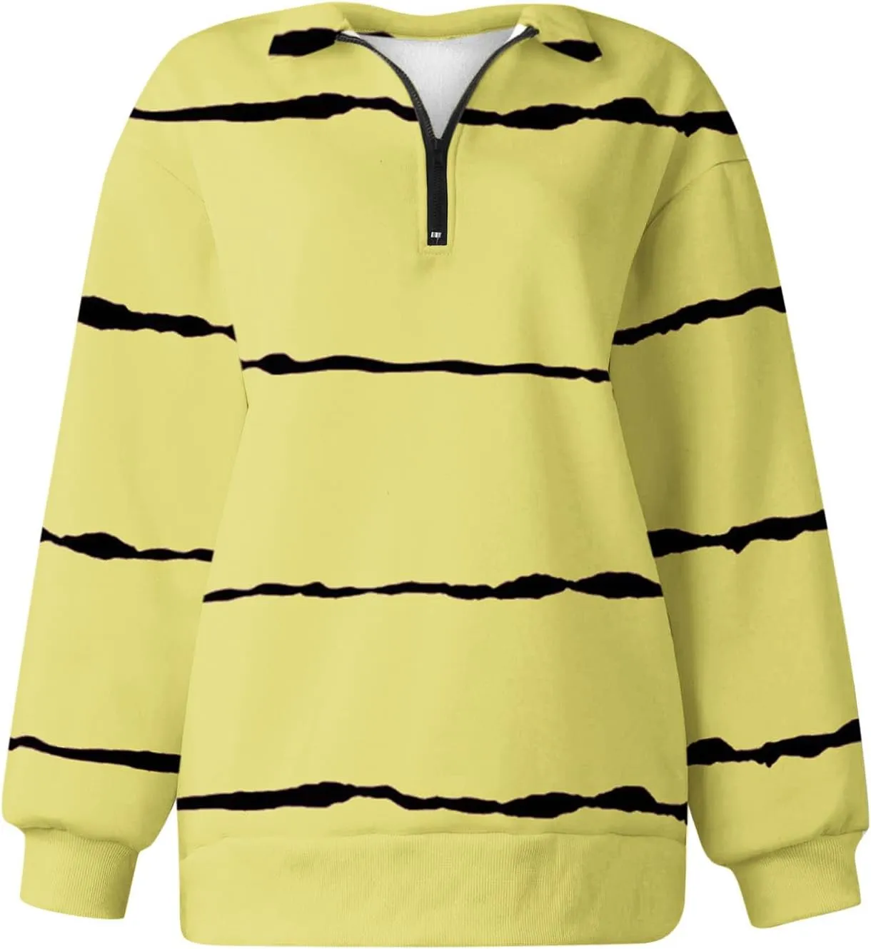Ceboyel Women Striped Print Sweatshirts 2023 Oversized Hoodie Pullover 1/4 Zip Casual Fall Tops Loose Fit Trendy Outfits