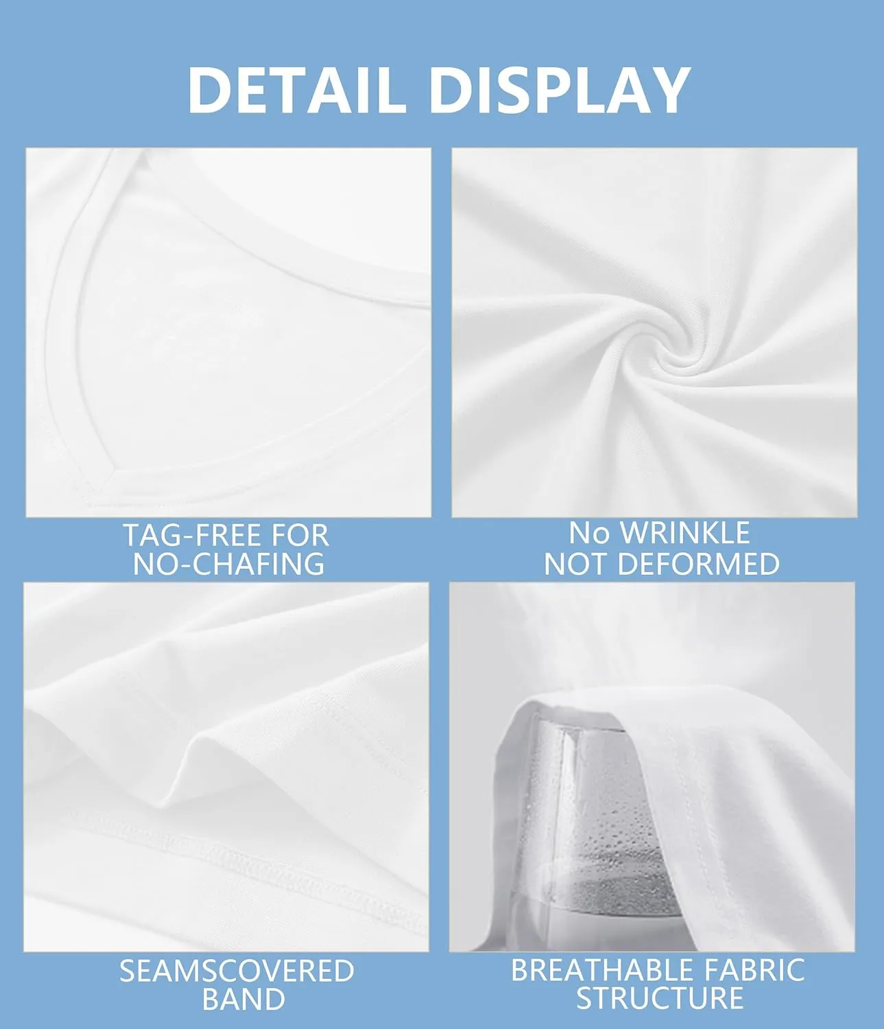 CF Men's Undershirts Bamboo Rayon Shirts for Men Moisture Wicking T-Shirt Classic V Neck Cooling Tee Shirts 3/5 Pack