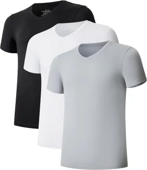CF Men's Undershirts Bamboo Rayon Shirts for Men Moisture Wicking T-Shirt Classic V Neck Cooling Tee Shirts 3/5 Pack
