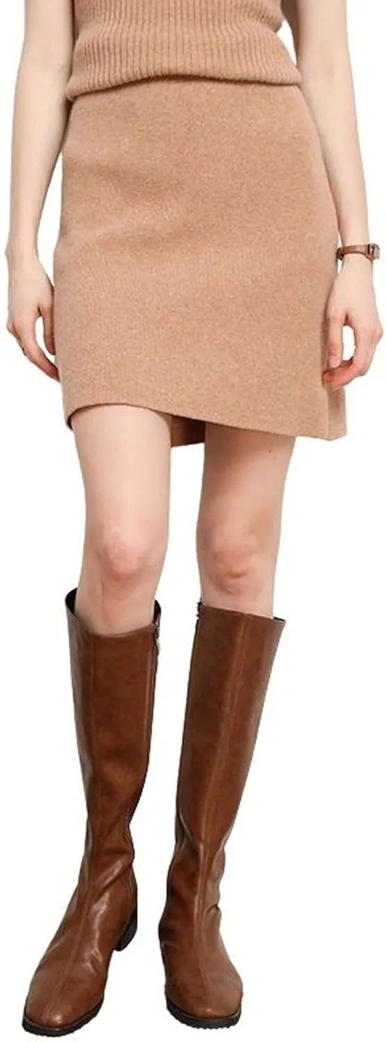 CHARTOU Women's Winter Thicken Elastic High Waist Knitted Mini Pencil Sweater Skirt