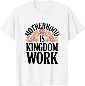 Christian Motherhood Is Kingdom Work Boho Floral Vintage Mom T-Shirt