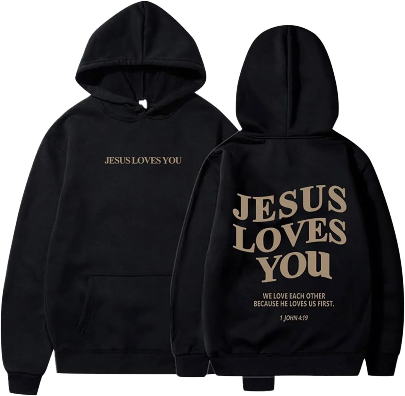 Christian Sweatshirt Women Jesus Loves You Hoodie Oversized Jesus Faith Pullover Inspirational Long Sleeve Tops