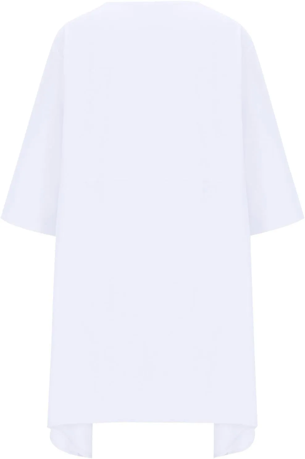 Cotton Linen Midi Dress for Women Casual 3/4 Sleeve Crew Neck Shift Dress Knee Length Loose Solid Dresses Plus Size